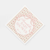 Peach and Beige Fancy Floral Baby Shower Dessert Servet (Hoek)