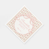 Peach and Beige Fancy Floral Birthday Dessert Servet (Hoek)