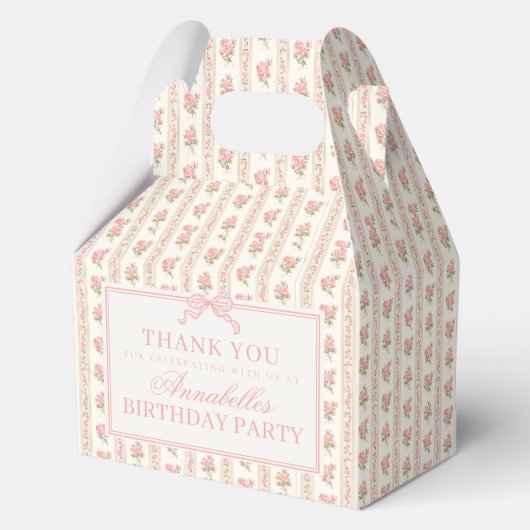 Peach and Beige Fancy Floral Birthday Party Favor Bedankdoosjes (Voorkant)