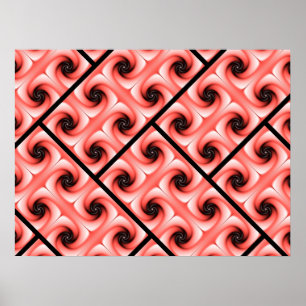 Peach and Black Volume Pattern Poster
