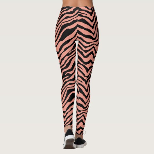 Peach and Black Zebra Animal Pattern Leggings (Achterkant)
