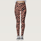 Peach and Black Zebra Animal Pattern Leggings (Voorkant)