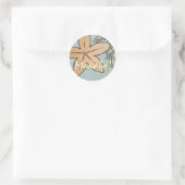 Peach and Blauwgroen Hawaiian Wedding Mahalo Seal Ronde Sticker (Tas)