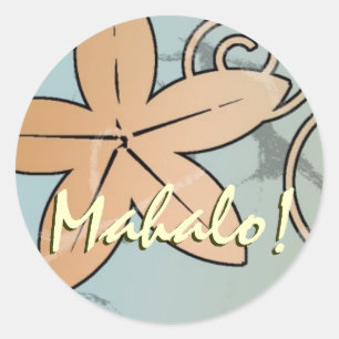 Peach and Blauwgroen Hawaiian Wedding Mahalo Seal Ronde Sticker