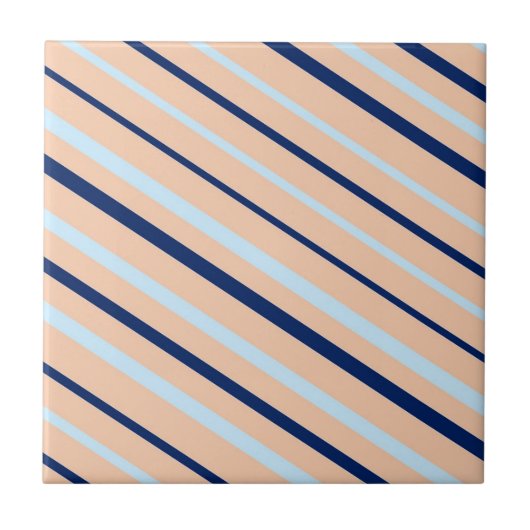 Peach and Blue Diagonal Striped Tegeltje (Voorkant)