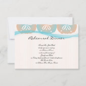 Peach and Blue Sand Dollar Beach Wedding Rehearing Kaart (Voorkant)
