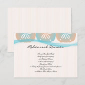 Peach and Blue Sand Dollar Beach Wedding Rehearing Kaart (Voorkant / Achterkant)