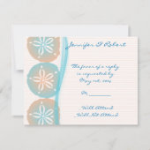 Peach and Blue Sand Dollars-reactiekaart RSVP Kaartje (Voorkant)