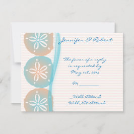 Peach and Blue Sand Dollars-reactiekaart RSVP Kaartje