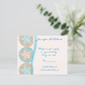Peach and Blue Sand Dollars-reactiekaart RSVP Kaartje (Staand voorkant)