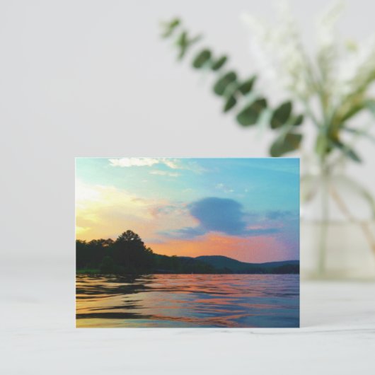 Peach and Blue Sunset op het bergmeer Briefkaart (Staand voorkant)