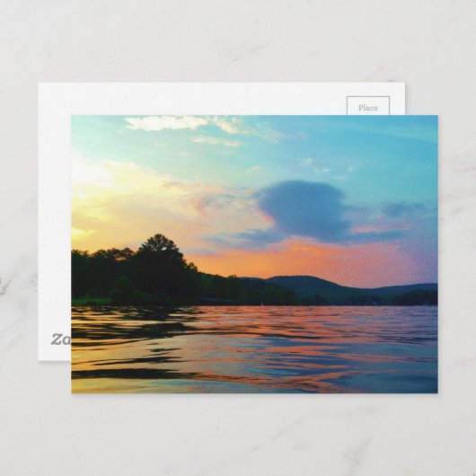 Peach and Blue Sunset op het bergmeer Briefkaart (Voorkant / Achterkant)