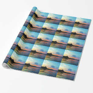 Peach and Blue Sunset op het bergmeer Cadeaupapier
