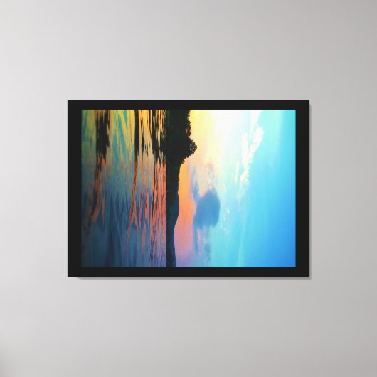 Peach and Blue Sunset op het bergmeer Canvas Afdruk (Voorkant)