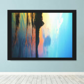 Peach and Blue Sunset op het bergmeer Canvas Afdruk (Insitu (Houten vloer))