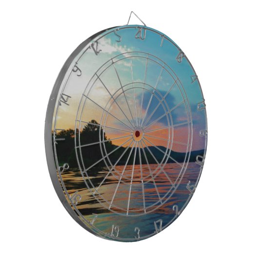 Peach and Blue Sunset op het bergmeer Dartbord (Voorkant Links)