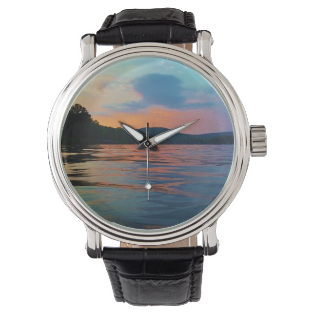 Peach and Blue Sunset op het bergmeer Horloge (Voorkant)
