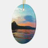 Peach and Blue Sunset op het bergmeer Keramisch Ornament (Links)