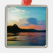 Peach and Blue Sunset op het bergmeer Metalen Ornament (Voorkant)