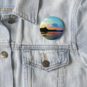 Peach and Blue Sunset op het bergmeer Ronde Button 5,7 Cm (In situ)