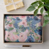 Peach and Blue Waterverf Flowers Decoupage Tissuepapier (Geschenk)