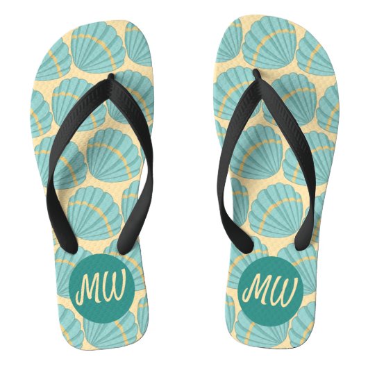 Peach and Blue Zee Shell Pattern Teenslippers (Voetbed)