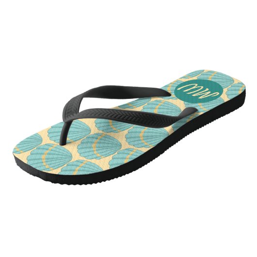 Peach and Blue Zee Shell Pattern Teenslippers (Schuin)