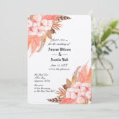 Peach and Brown Pampas Grass Wedding Invitation Kaart (Staand voorkant)