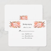 Peach and Brown Pampas Grass Wedding RSVP (Voorkant / Achterkant)