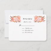 Peach and Brown Pampas Grass Wedding RSVP Kaartje (Voorkant)