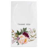 Peach and Burgundy Floral Baby shower Dank u wel Klein Cadeauzakje (Achterkant)