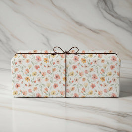 Peach and Coral Floral Wedding Wrapping Paper Cadeaupapier
