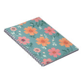 Peach and Coral Summer Wildflower Pattern Notitieboek (Rechterzijde)