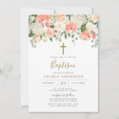 Peach and Cream Baptism/Christening Invitation Kaart (Voorkant)