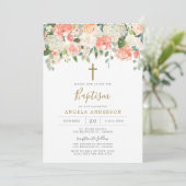Peach and Cream Baptism/Christening Invitation Kaart (Staand voorkant)