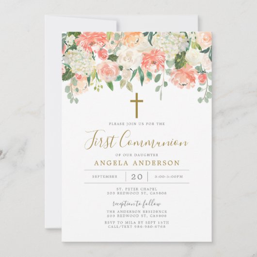 Peach and Cream First Community Invitation Kaart (Voorkant)