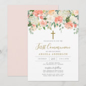 Peach and Cream First Community Invitation Kaart (Voorkant / Achterkant)