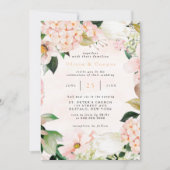 Peach and Cream Hydrangeas Tulip Chic Wedding Kaart (Voorkant)