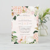 Peach and Cream Hydrangeas Tulip Chic Wedding Kaart (Staand voorkant)