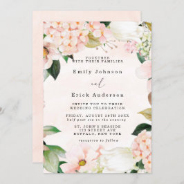 Peach and Cream Hydrangeas Tulip Wedding Kaart