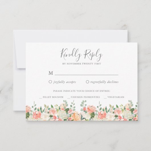 Peach and Cream RSVP Reply Kaart (Voorkant)