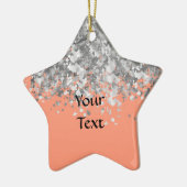 Peach and faux glitter op maat keramisch ornament (Links)