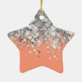 Peach and faux glitter op maat keramisch ornament (Achterkant)