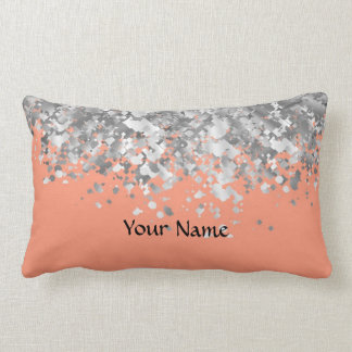 Peach and faux glitter op maat kussen