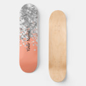 Peach and faux glitter op maat skateboard (Voorkant)