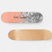 Peach and faux glitter op maat skateboard (Horizontaal)