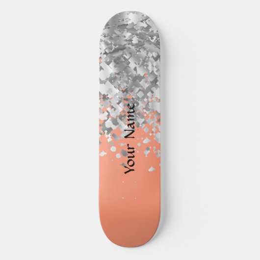 Peach and faux glitter op maat skateboard (Voorkant)