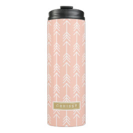 Peach and Gold Arrows Monogram Thermosbeker