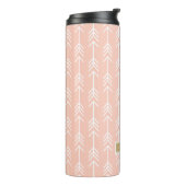 Peach and Gold Arrows Monogram Thermosbeker (Gedraaid links)