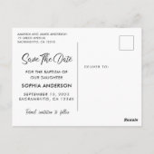 Peach and Gold Baptism Save the Date Briefkaart (Achterkant)